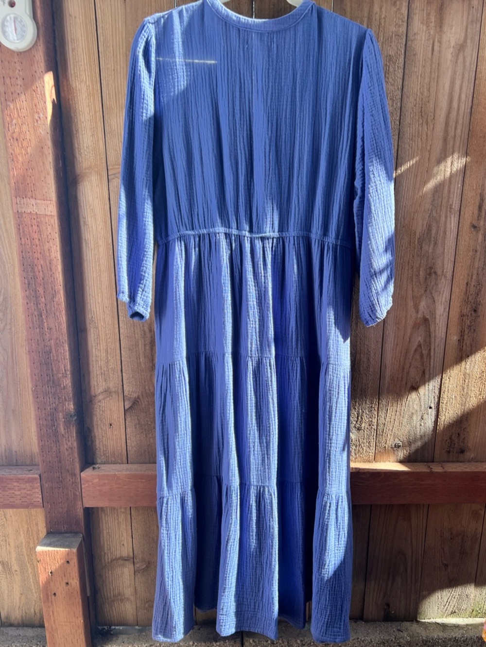 Marine Layer Periwinkle Button-Front Tiered Midi Dress - Picture 8 of 12